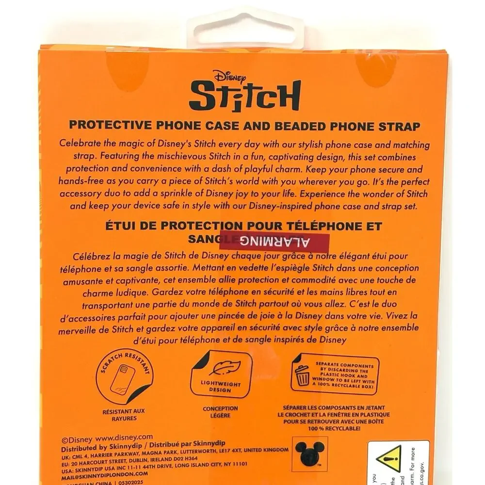 Disney Stitch Halloween Skinnydip iPhone 13 / 14 / 15 Hard Case Beaded Strap NIP